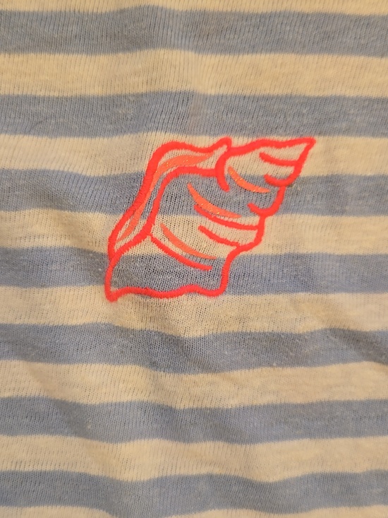 Talbot's Blue/White Striped Beach Theme Linen Blend Tee - Picture 3 of 6